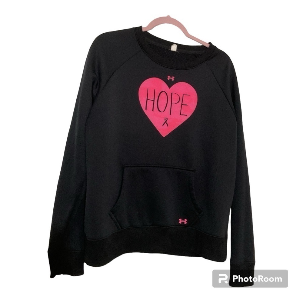 Under Armour Hope Sweatshirt Black Pink Heart Breast Cancer Awareness